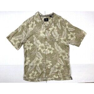 Caribbean Mens XXL Button Up Short Sleeve Hawaiian Shirt Beige Floral